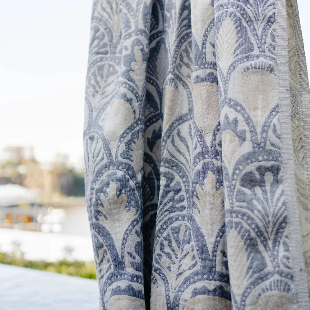 DECO SUCCULENTS Blue + Gray Loom Weave Organic Cotton Set of 2 NEW With Tags